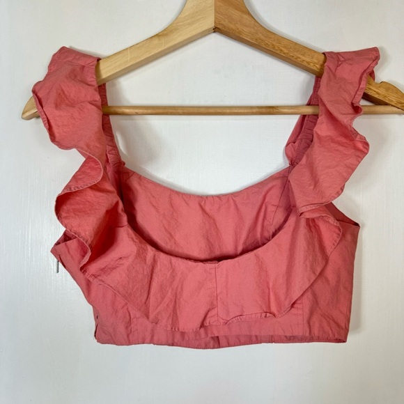 Aritzia Wilfred Sandrine Ruffle Poplin Cotton Crop Top - Picture 5 of 8